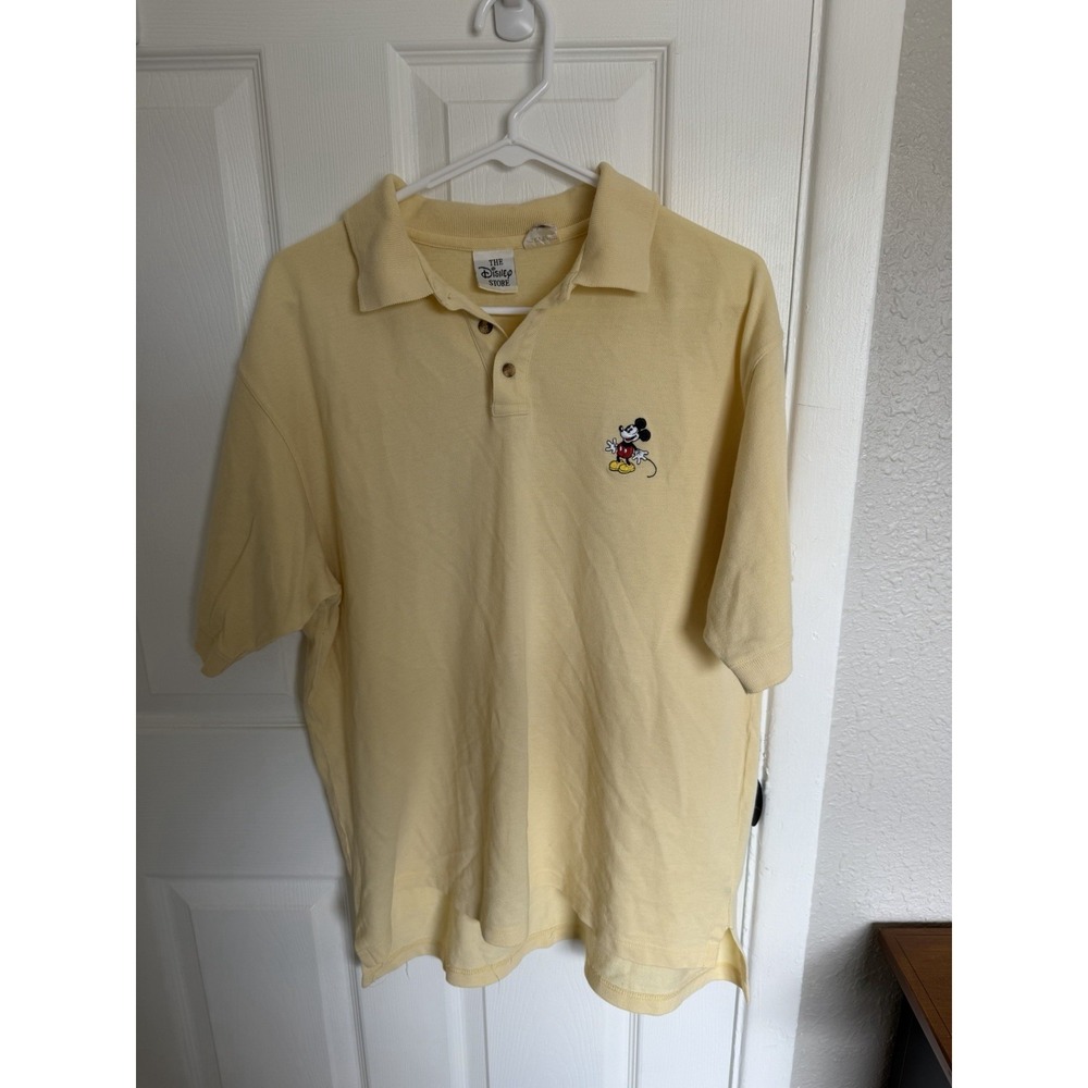 Disney Store Mickey Mouse Yellow Polo Shirt Short Sleeve Men's M